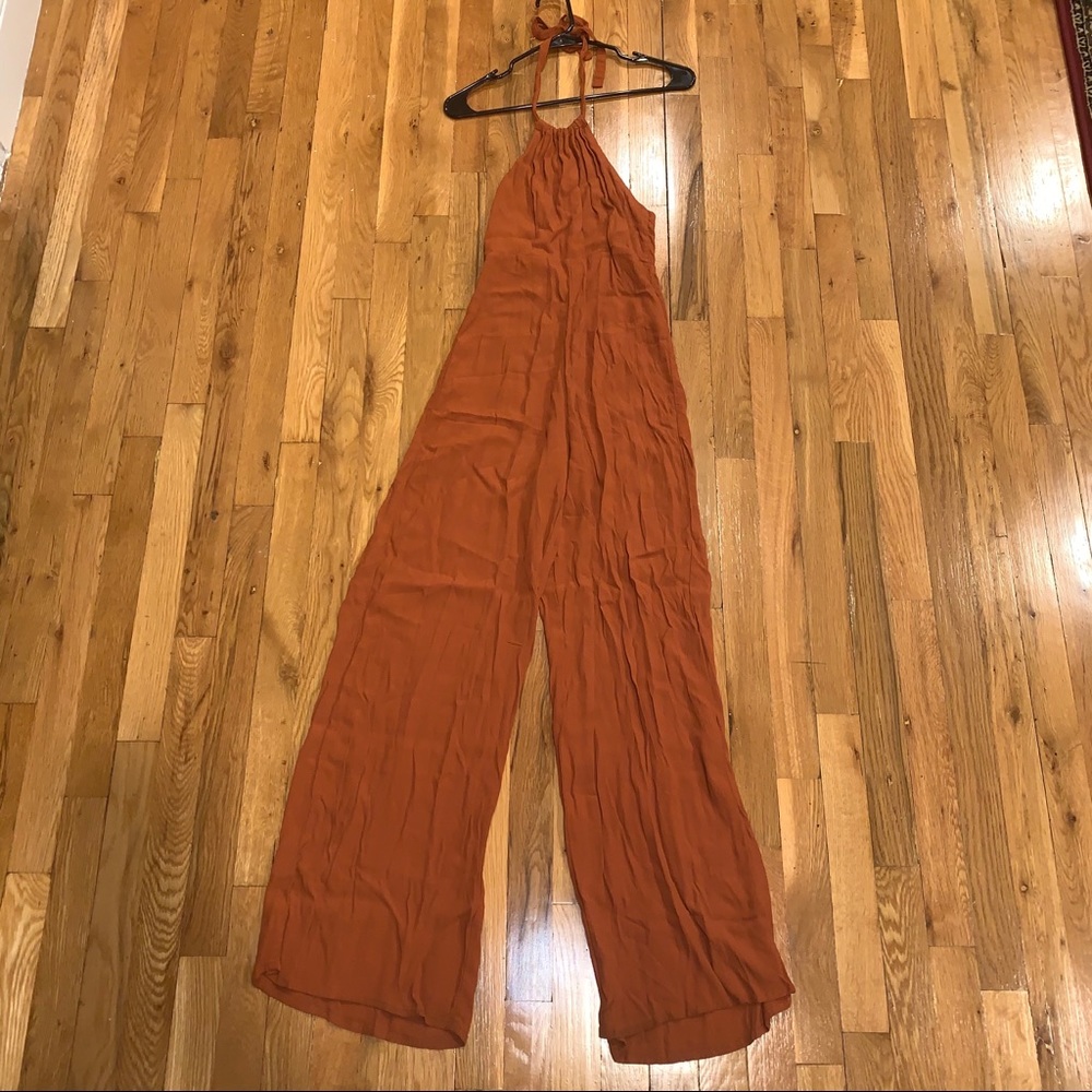 Orange backless Jumpsuit
